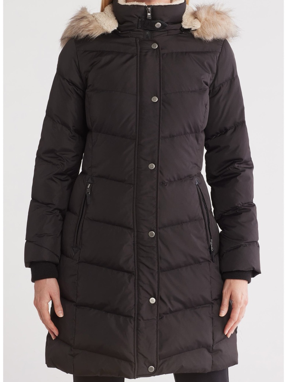 Lauren Ralph Lauren Faux Fur Trim Hooded Puffer Jacket Medium